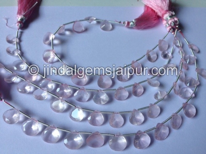 Rose Quartz Concave Heart Shape Beads